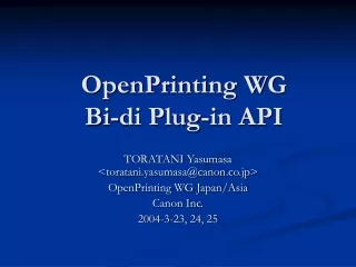 OpenPrinting WG Bi-di Plug-in API