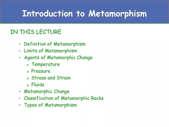 introduction to metamorphism