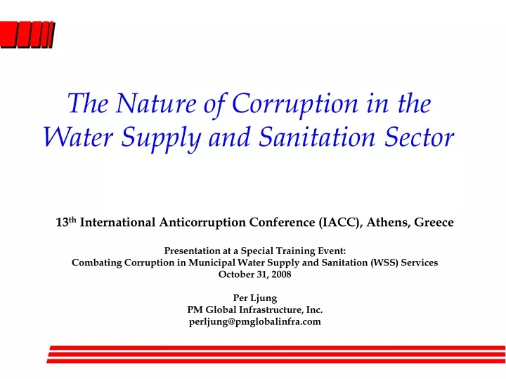 the nature of corruption in the water supply and sanitation sector