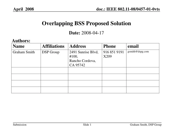 overlapping bss proposed solution