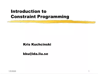Introduction to  Constraint Programming