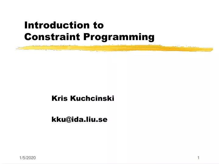 introduction to constraint programming