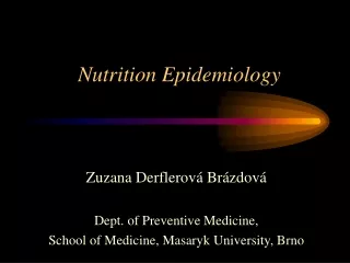 Nutrition Epidemiology