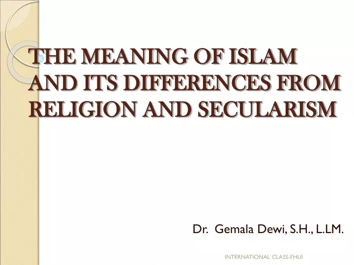 the meaning of islam and its differences from religion and secularism