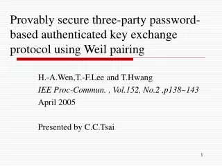 Provably secure three-party password-based authenticated key exchange protocol using Weil pairing