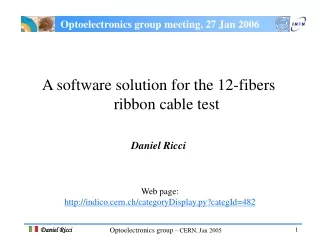 Optoelectronics group meeting, 27 Jan 2006