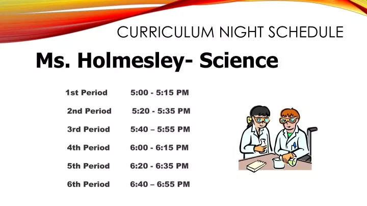 curriculum night schedule