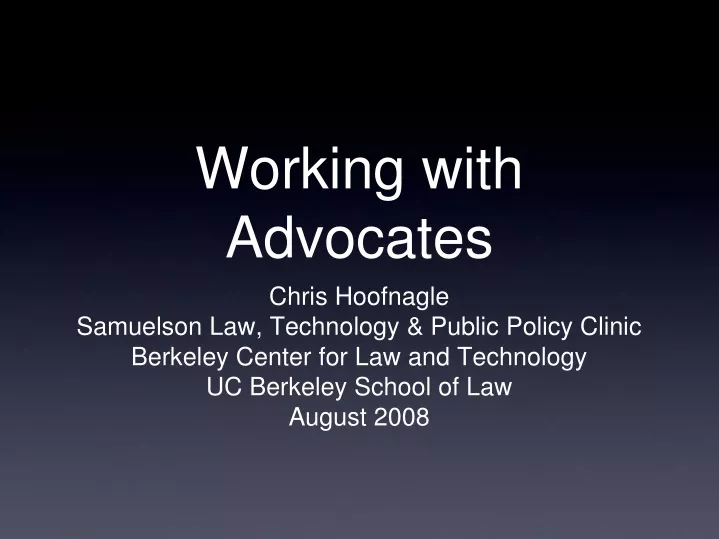 working with advocates