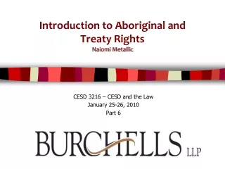 Introduction to Aboriginal and  Treaty Rights Naiomi Metallic
