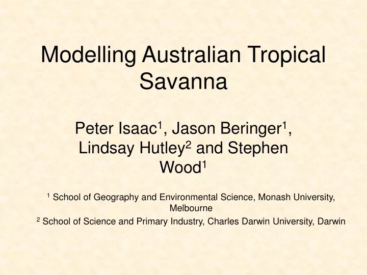 modelling australian tropical savanna