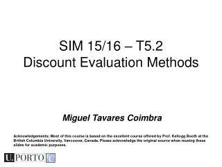 SIM 15/16 – T5.2 Discount Evaluation Methods