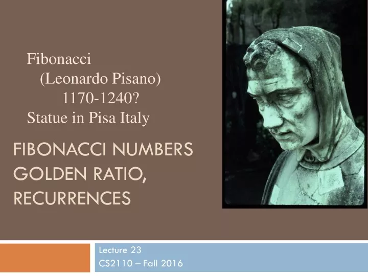 fibonacci numbers golden ratio recurrences