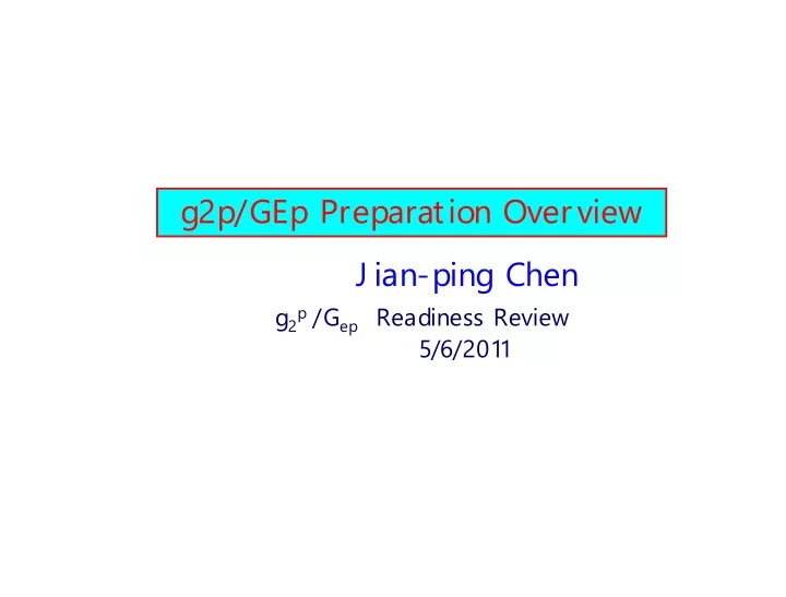 g2p gep preparation overview