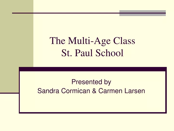 the multi age class st paul school