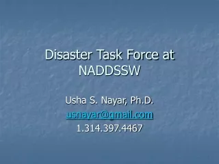 Disaster Task Force at NADDSSW