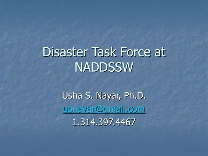 disaster task force at naddssw