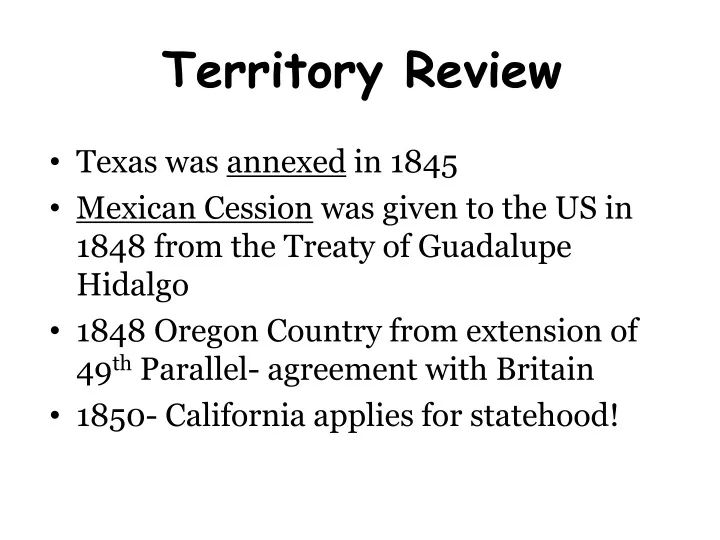 territory review