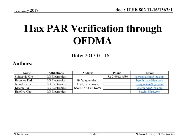 11ax par verification through ofdma