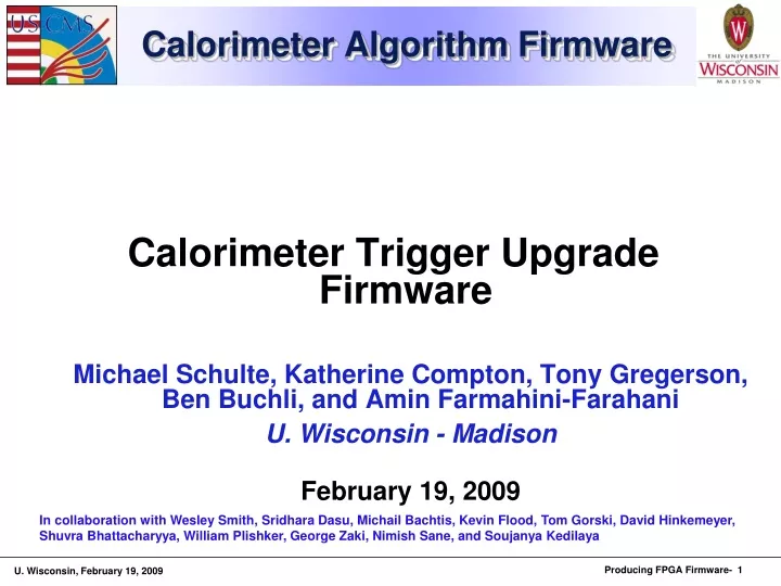 calorimeter algorithm firmware