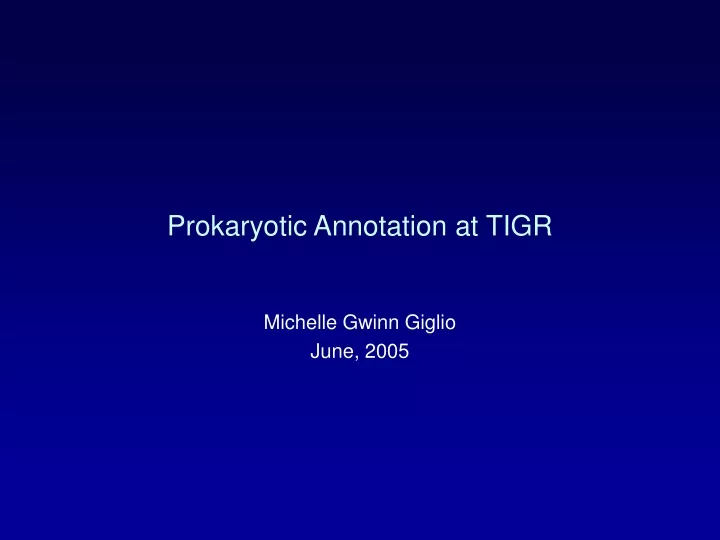 prokaryotic annotation at tigr