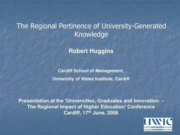 the regional pertinence of university generated