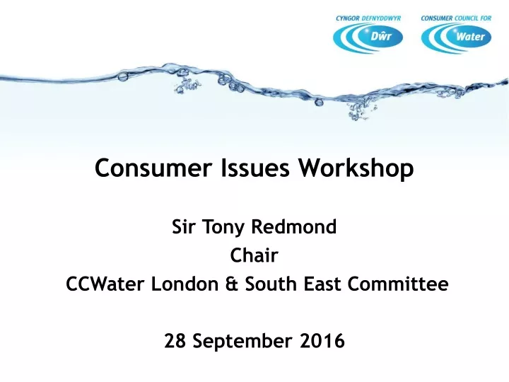 consumer issues workshop sir tony redmond chair