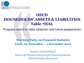 Working Party on Financial Statistics Paris, 29 November – 1 December 2010 Federico GIOVANNELLI