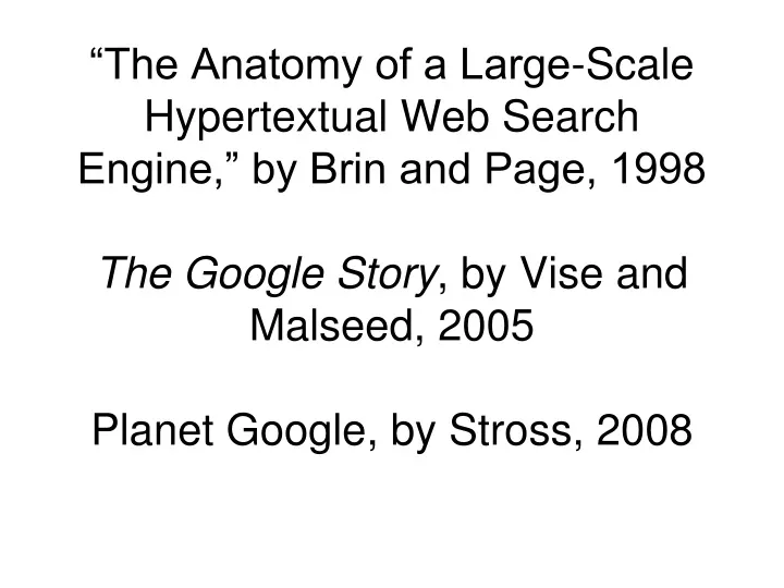 the anatomy of a large scale hypertextual