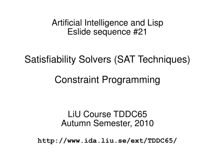 artificial intelligence and lisp eslide sequence