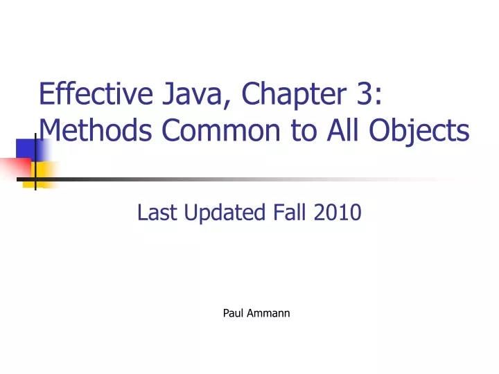 effective java chapter 3 methods common to all objects