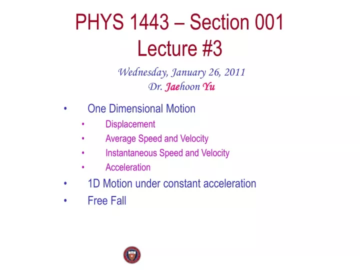 phys 1443 section 001 lecture 3