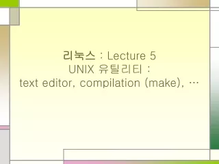 리눅스  : Lecture 5 UNIX  유틸리티  :  text editor, compilation (make), …