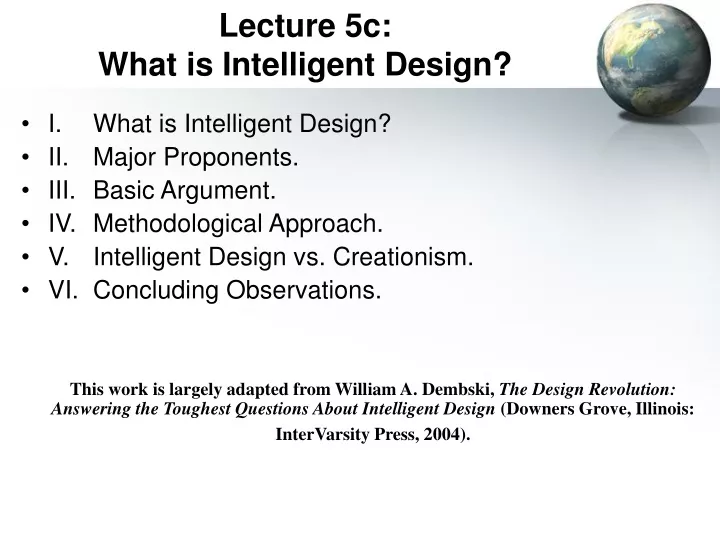 lecture 5c what is intelligent design