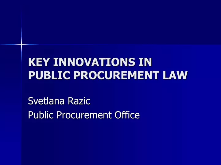 key innovations in public procurement law