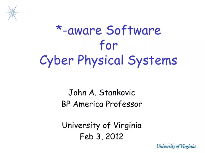 aware software for cyber physical systems