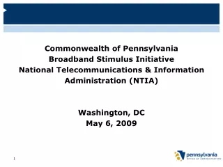 Commonwealth of Pennsylvania Broadband Stimulus Initiative