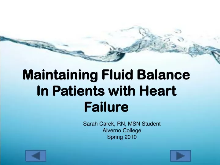 maintaining fluid balance in patients with heart failure