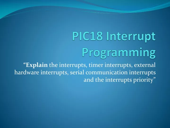 pic18 interrupt programming