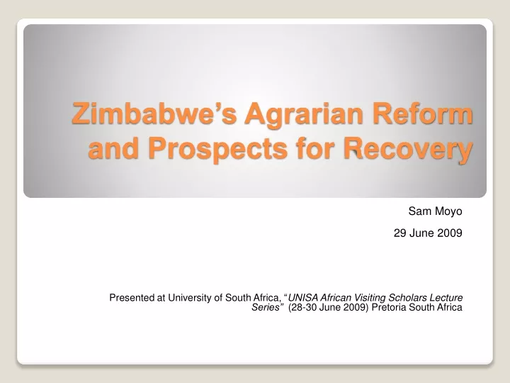 zimbabwe s agrarian reform and prospects for recovery