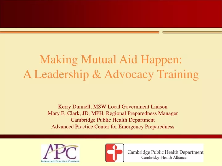 making mutual aid happen a leadership advocacy training