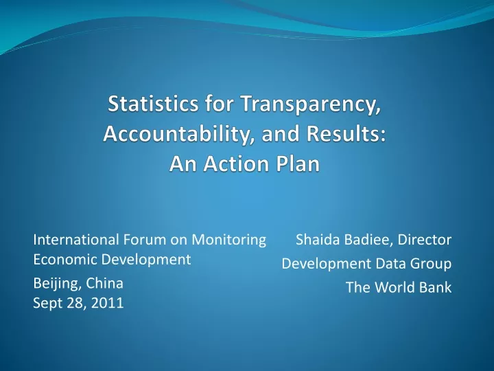 statistics for transparency accountability and results an action plan