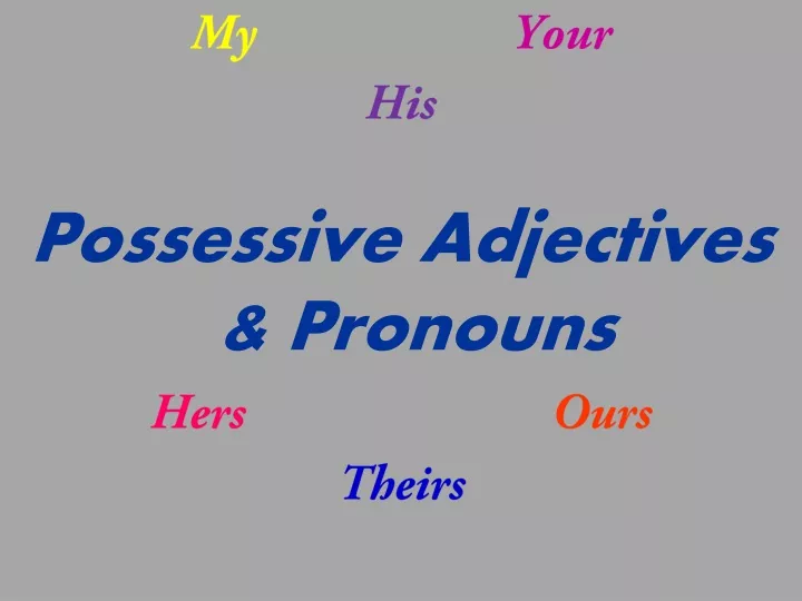 my your his possessive adjectives pronouns hers