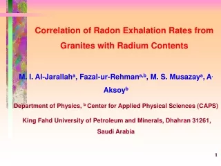 Correlation of Radon Exhalation Rates from Granites with Radium Contents