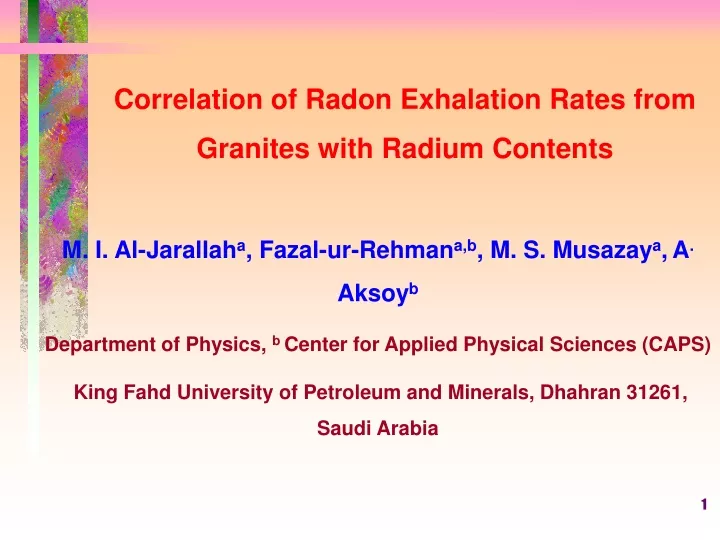 correlation of radon exhalation rates from
