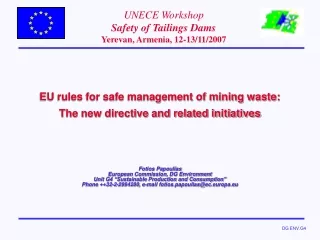 EU rules for safe management of mining waste: The new directive and related initiatives