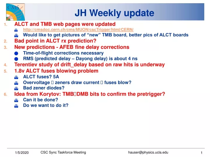 jh weekly update