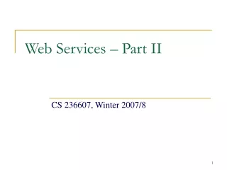 Web Services – Part II
