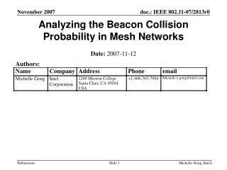 Analyzing the Beacon Collision Probability in Mesh Networks