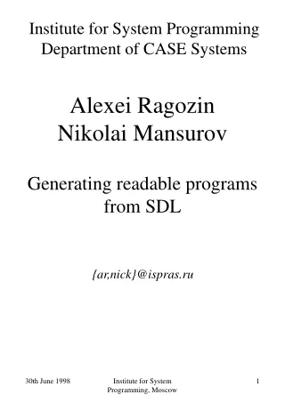 Generating readable programs from SDL