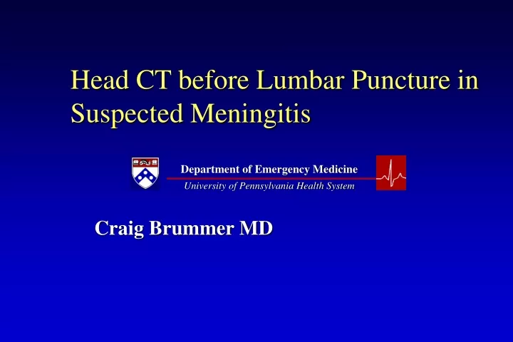 head ct before lumbar puncture in suspected meningitis